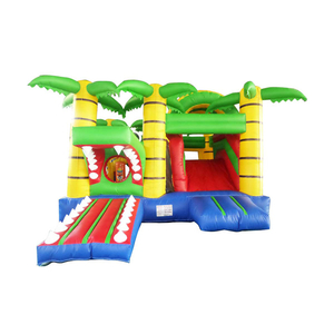 Outdoor Caiman inflatable bounce house jumper with slide