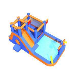 Yard bouncy castle with water slide splash pool