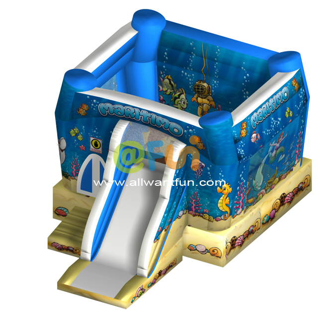 Undersea Ourdoor Amusement Park Inflatable Bouncer Combo Slide 