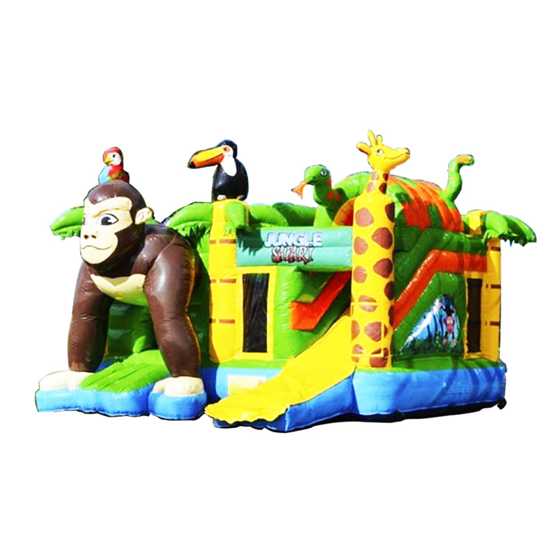 Commercial monkey inflatable bouncer combo slide inflatable castle slide